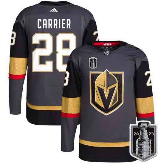 Men Vegas Golden Knights 28 William Carrier Gray 2023 Stanley Cup Final Stitched Jersey
